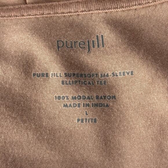 Pure Jill Petite Large Elliptical Tee Top Super Soft 3/4 Sleeve Lined Stretch - Picture 6 of 8